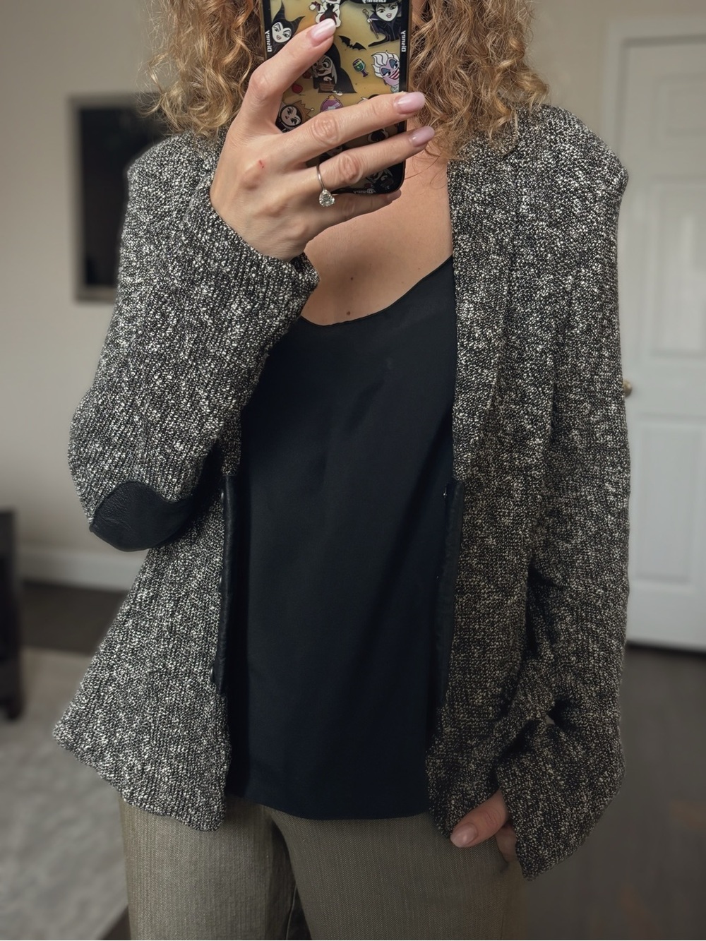 People like Frank Textured Black & Gray jersey jacket with leather details sz L